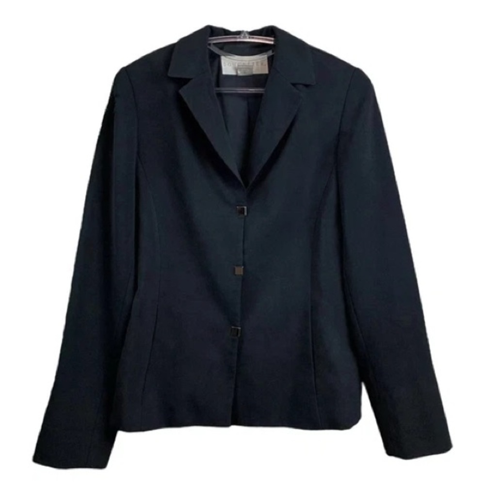Vtg Doncaster Classic Snap Buttoned Formal Blazer Suit Jacket Black Size 4